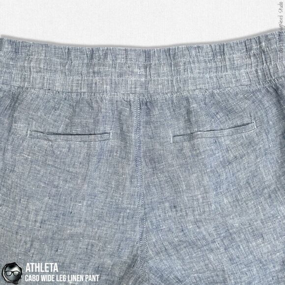 ATHLETA CABO LINEN WIDE LEG PANTS IN CHAMBRAY BLUE WOMEN 12/LARGE TRAVEL CASUAL - Picture 9 of 13